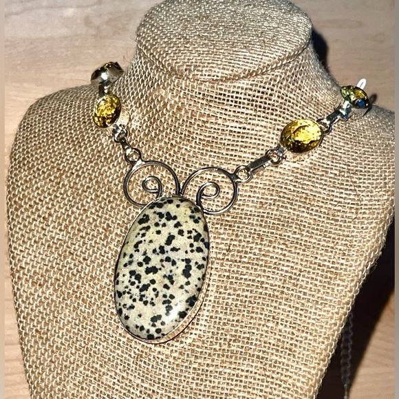 Dalmation Jasper Pendant Necklace 16-17” - Picture 9 of 12